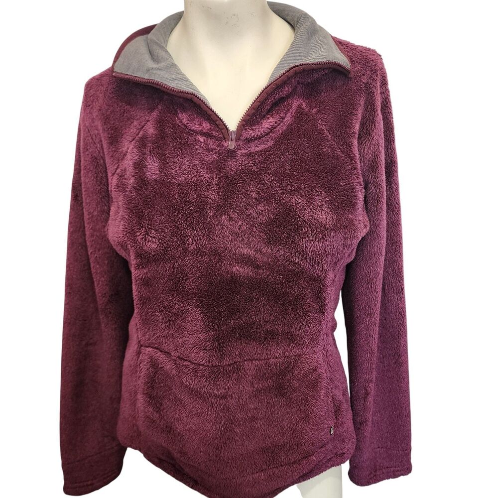 The‎ North Face Womens M Burgundy Fleece 1/4 Zip Pullover Jacket Kangaroo Pocket